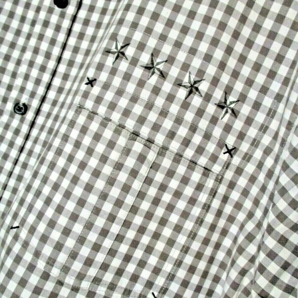 Mens Gingham Casual Button Front Shirt sz XXL Brown White Freedom Hope - Picture 5 of 12